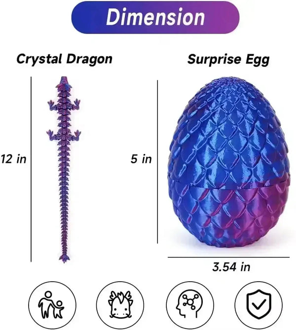 3D Printed Gradient Flying Dragon With Egg - Bear Hugs