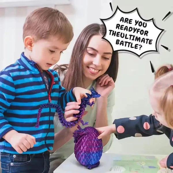 3D Printed Gradient Flying Dragon With Egg - Bear Hugs