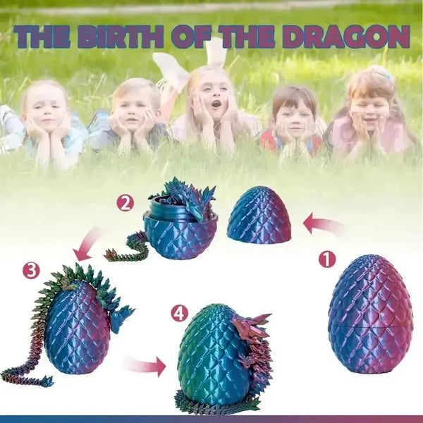 3D Printed Gradient Flying Dragon With Egg - Bear Hugs