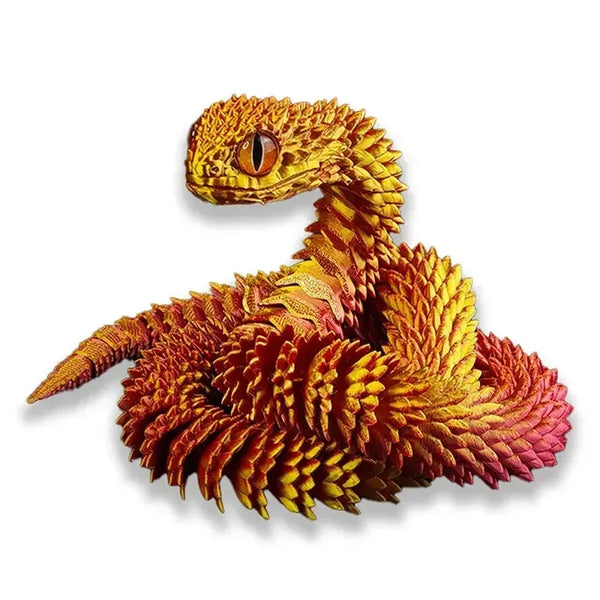 3D Printed Snake Figurine Movable Joint Model - Bear Hugs