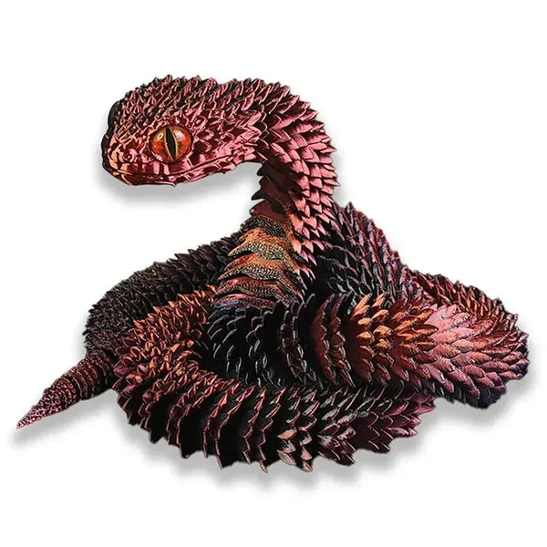3D Printed Snake Figurine Movable Joint Model - Bear Hugs