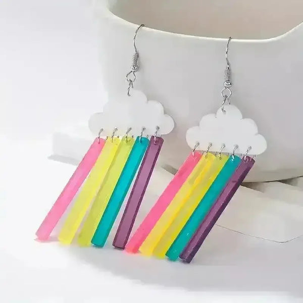 Acrylic Black Cloud Lightning Design Earrings - Bear Hugs
