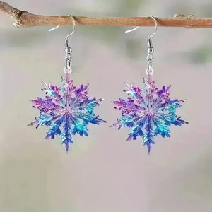 Acrylic Snowflake Dangle Earrings - Bear Hugs