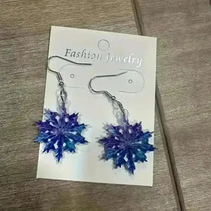 Acrylic Snowflake Dangle Earrings - Bear Hugs