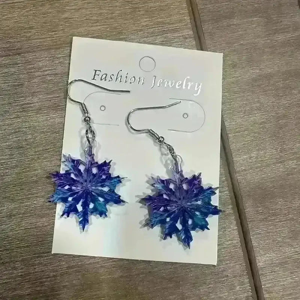 Acrylic Snowflake Dangle Earrings - Bear Hugs