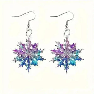 Acrylic Snowflake Dangle Earrings - Bear Hugs