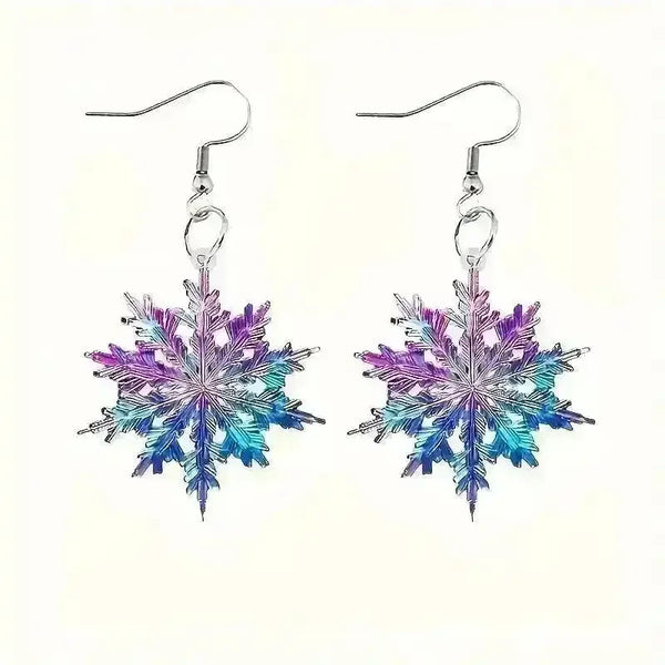 Acrylic Snowflake Dangle Earrings - Bear Hugs