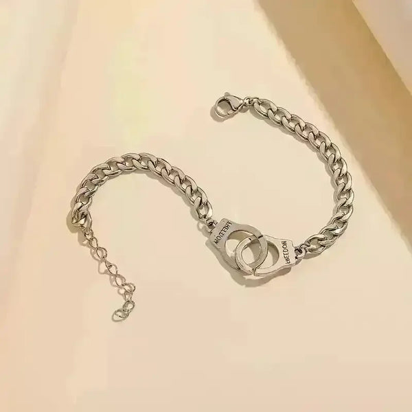 Adjustable Silver Handcuff Charm Bracelet - Bear Hugs