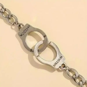 Adjustable Silver Handcuff Charm Bracelet - Bear Hugs