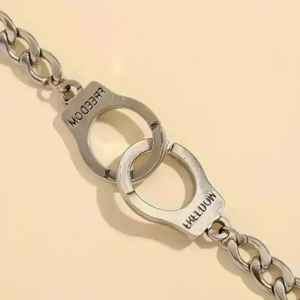 Adjustable Silver Handcuff Charm Bracelet - Bear Hugs