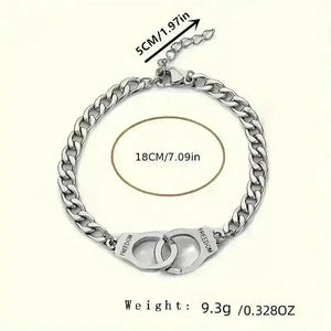 Adjustable Silver Handcuff Charm Bracelet - Bear Hugs