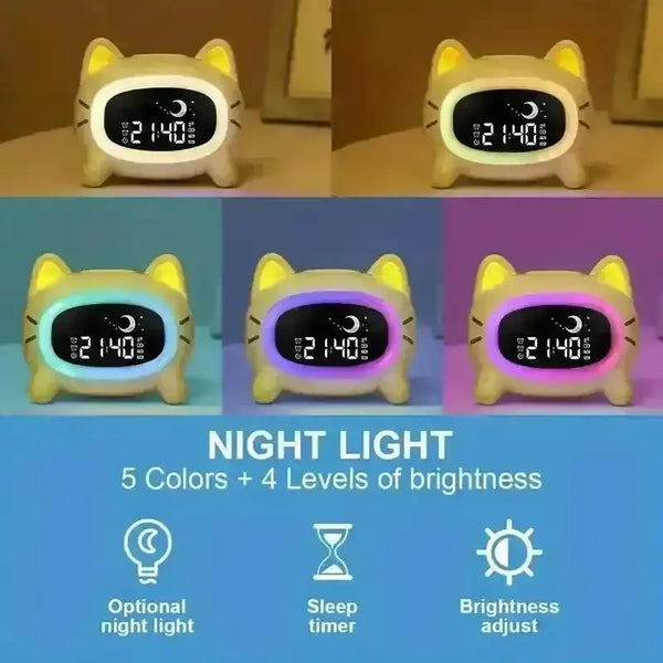 Adorable Cat Sleep Trainer Alarm Clock - Bear Hugs