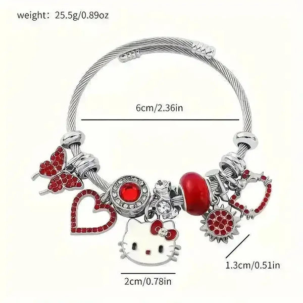 Adorable Hello Kitty Beaded Charm Bracelet - Bear Hugs