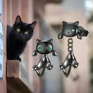 Adorable Whimsical Black Cat Stud Earrings - Bear Hugs
