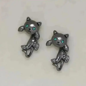 Adorable Whimsical Black Cat Stud Earrings - Bear Hugs