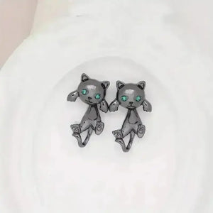 Adorable Whimsical Black Cat Stud Earrings - Bear Hugs