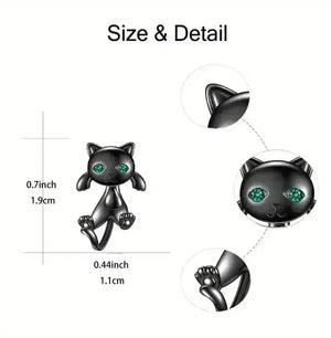 Adorable Whimsical Black Cat Stud Earrings - Bear Hugs