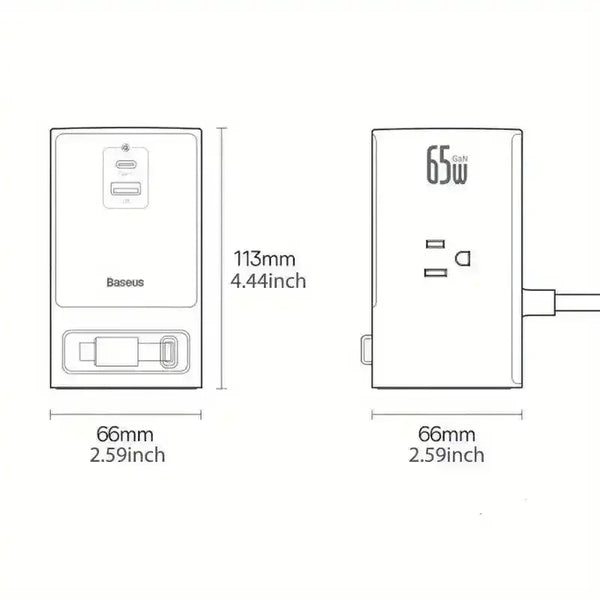 Baseus 65W GaN Fast Charger Desktop Power Strip - Bear Hugs