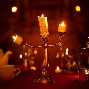 Beauty And The Beast Cogsworth Clock & Lumiere Candle Figurines - Bear Hugs