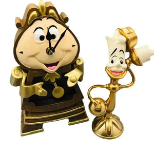Beauty And The Beast Cogsworth Clock & Lumiere Candle Figurines - Bear Hugs
