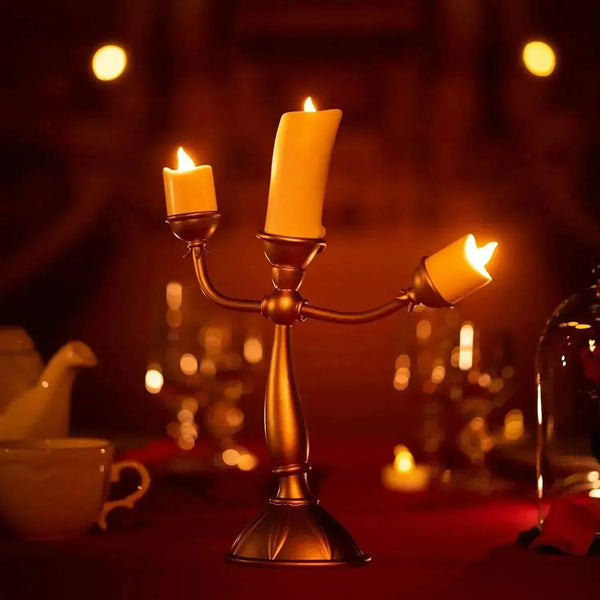 Beauty And The Beast Cogsworth Clock & Lumiere Candle Figurines - Bear Hugs