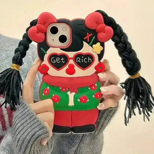 Braided Bow Girl Phone Case (For iPhones) - Bear Hugs