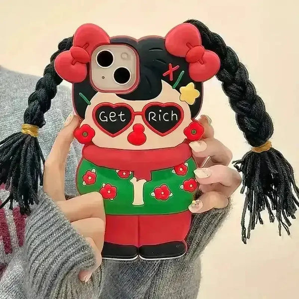 Braided Bow Girl Phone Case (For iPhones) - Bear Hugs