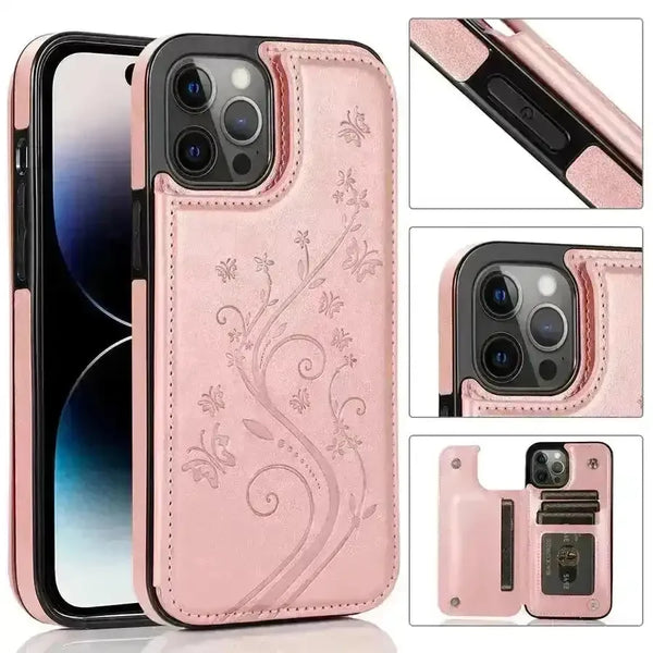 Butterfly Magnetic Flip Leather Phone Case (For iPhones) - Bear Hugs