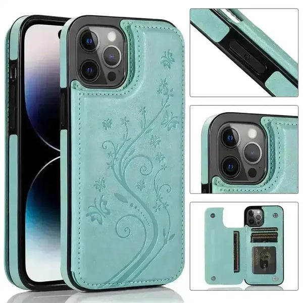 Butterfly Magnetic Flip Leather Phone Case (For iPhones) - Bear Hugs