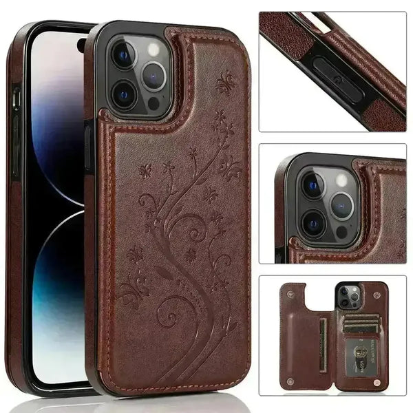 Butterfly Magnetic Flip Leather Phone Case (For iPhones) - Bear Hugs