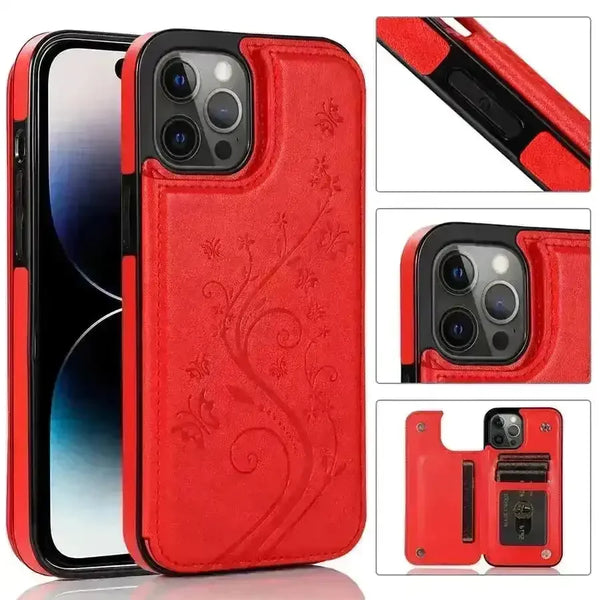 Butterfly Magnetic Flip Leather Phone Case (For iPhones) - Bear Hugs