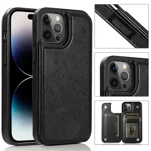 Butterfly Magnetic Flip Leather Phone Case (For iPhones) - Bear Hugs