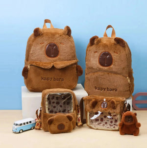 Capy-Go-Lucky Plush Backpack & Pouch Set - Bear Hugs