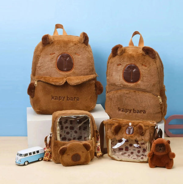 Capy-Go-Lucky Plush Backpack & Pouch Set - Bear Hugs