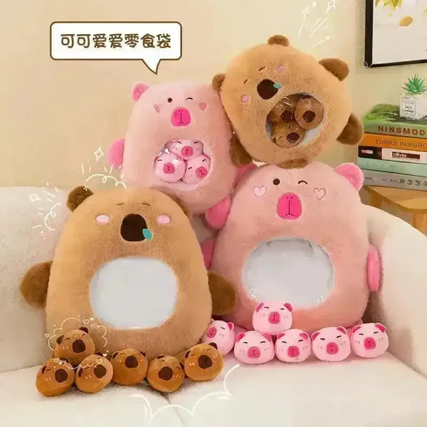 Capybara Babies Transparent Plush Pillow - Bear Hugs