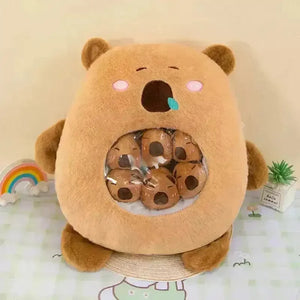 Capybara Babies Transparent Plush Pillow - Bear Hugs