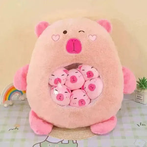 Capybara Babies Transparent Plush Pillow - Bear Hugs