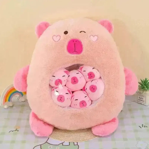 Capybara Babies Transparent Plush Pillow - Bear Hugs