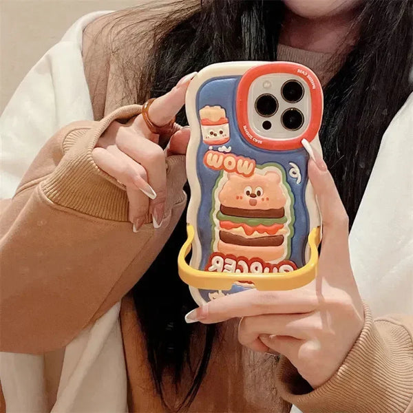 Cartoon Hamburger Silicon Case (For iPhones) - Bear Hugs