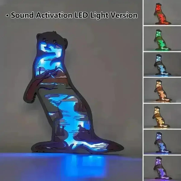Charming Otter Wooden Night Light - Bear Hugs