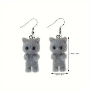 Charming Resin 3D Cat Earrings - Bear Hugs