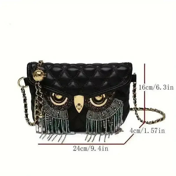 Chic Owl-Shaped Quilted Crossbody Bag - Bear Hugs