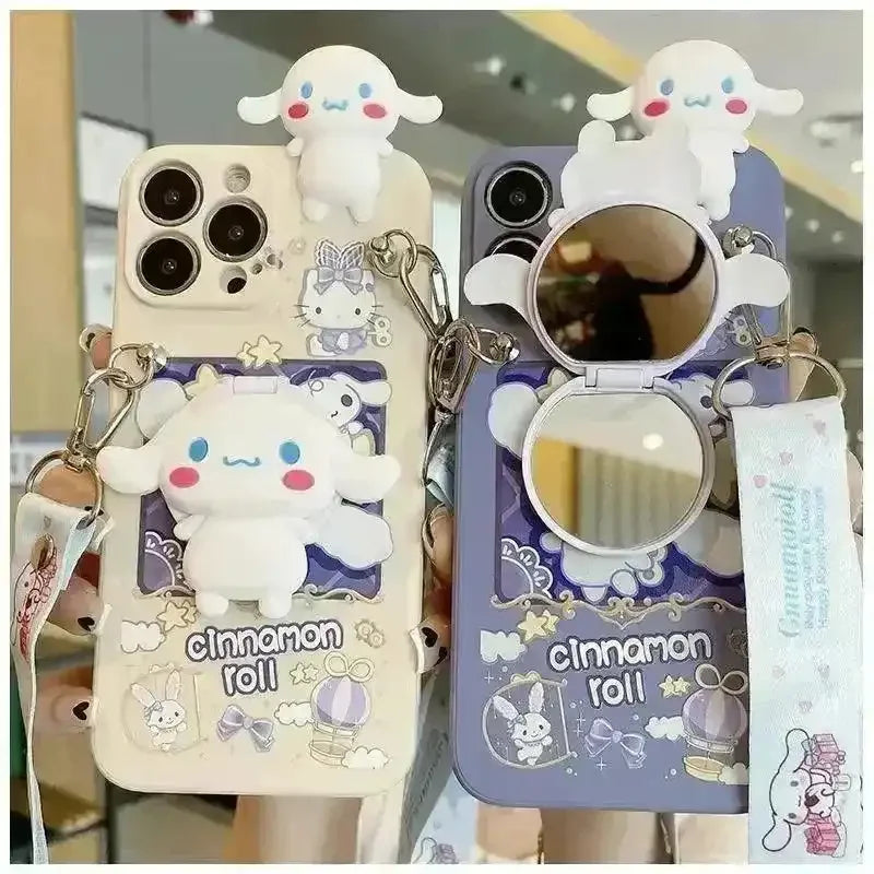 Cinnamoroll Makeup Mirror Case (For iPhones) - Bear Hugs
