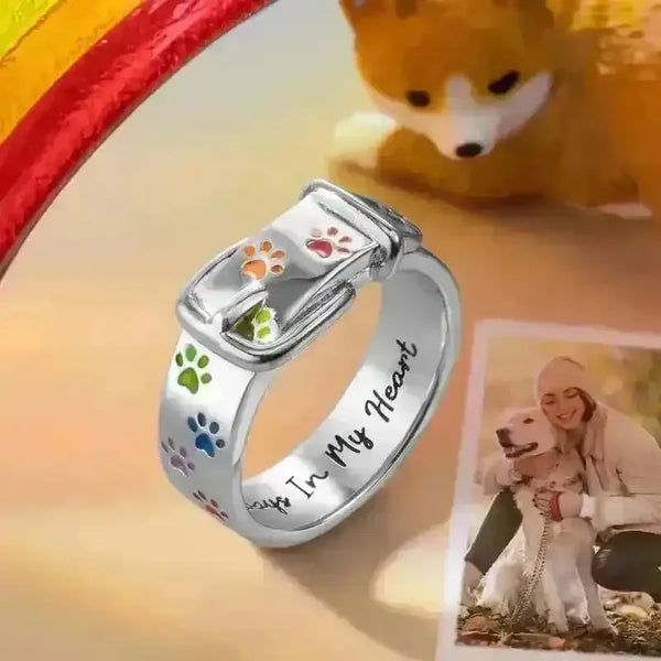 Colorful Paw Print Alloy Ring - Bear Hugs