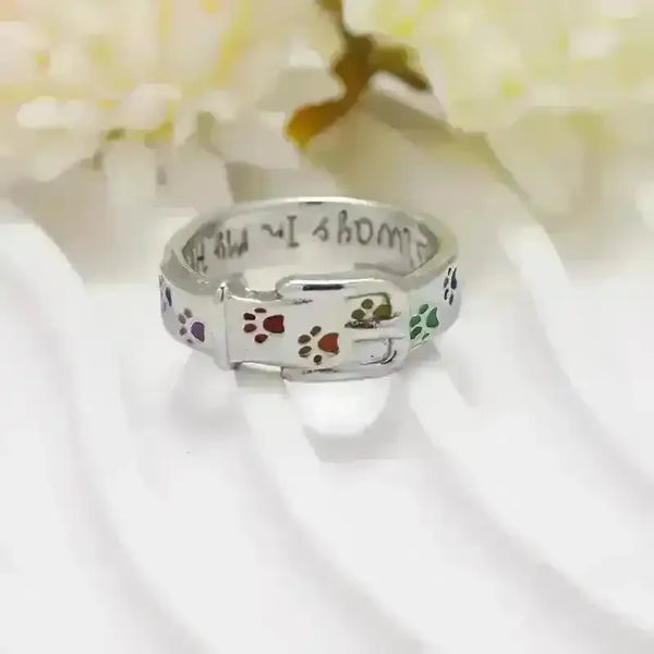 Colorful Paw Print Alloy Ring - Bear Hugs