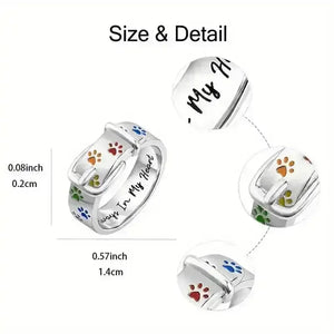 Colorful Paw Print Alloy Ring - Bear Hugs