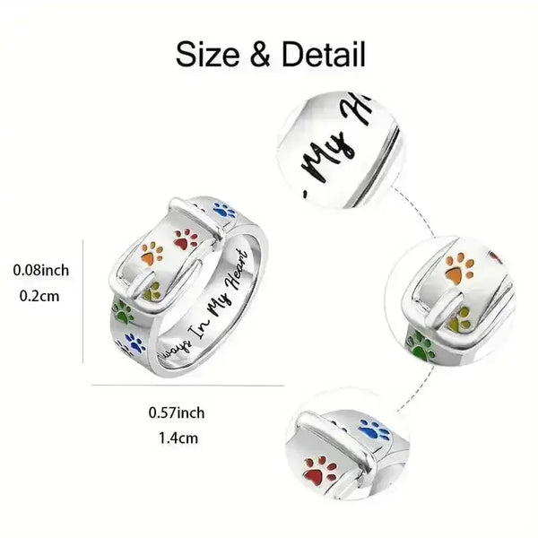 Colorful Paw Print Alloy Ring - Bear Hugs