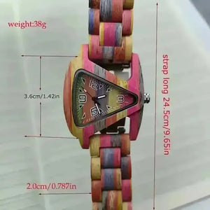 Colorful Triangle Wooden Quartz Watch - Bear Hugs