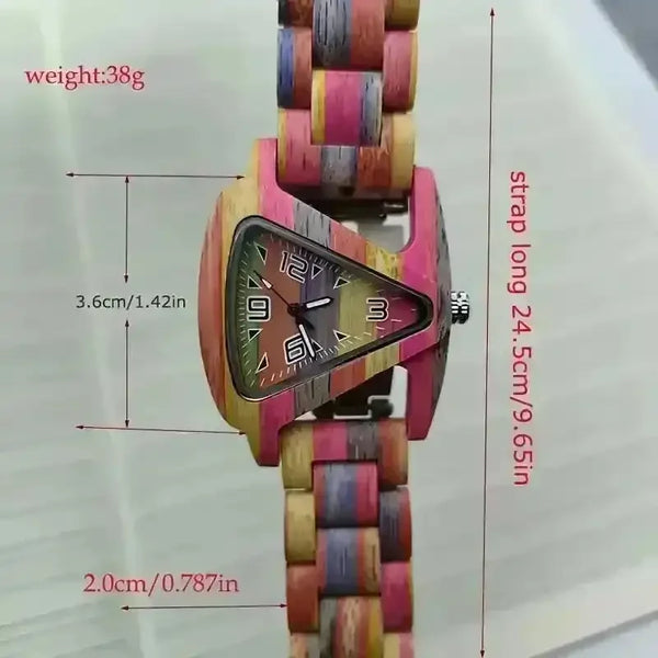 Colorful Triangle Wooden Quartz Watch - Bear Hugs