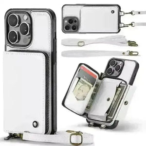 Crossbody Zipper Leather Phone Case (For iPhones) - Bear Hugs